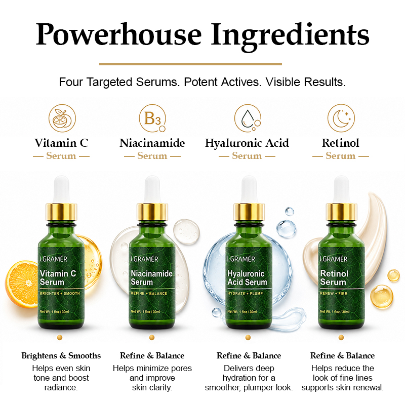 Conjunto de 4PCS de Sérum Faci - Niacinamide Brightening Serum avaliação e preço